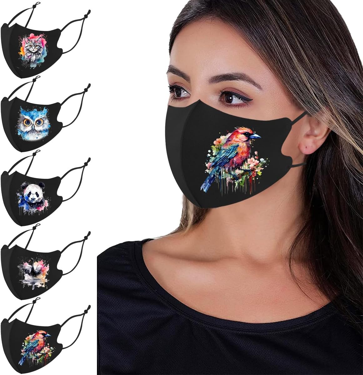 Fantasy Animals Pattern Cloth Face Masks,Adjustable Face Masks for Women,Resuable Animal Face Mask