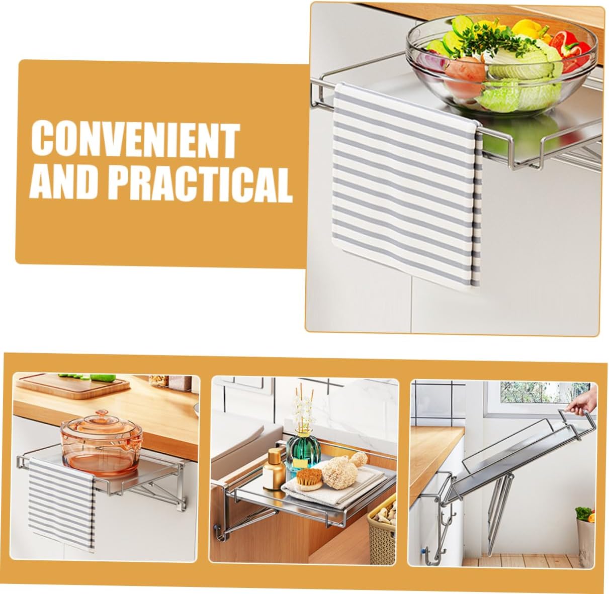 Hanging Shelf Organizer Foldable Kitchen Cabinet Door Storage Rack Multi Use Over the Door Spice Organizer for Efficient Kitchen Organization and Space Saving