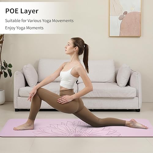 Miniatura 3 de HAHE Tapete de yoga grueso (0.315 in, 13 pulgadas), tapete de yoga antideslizante POE, ecológico, alto rebote y absorción de golpes, antidesgarros y