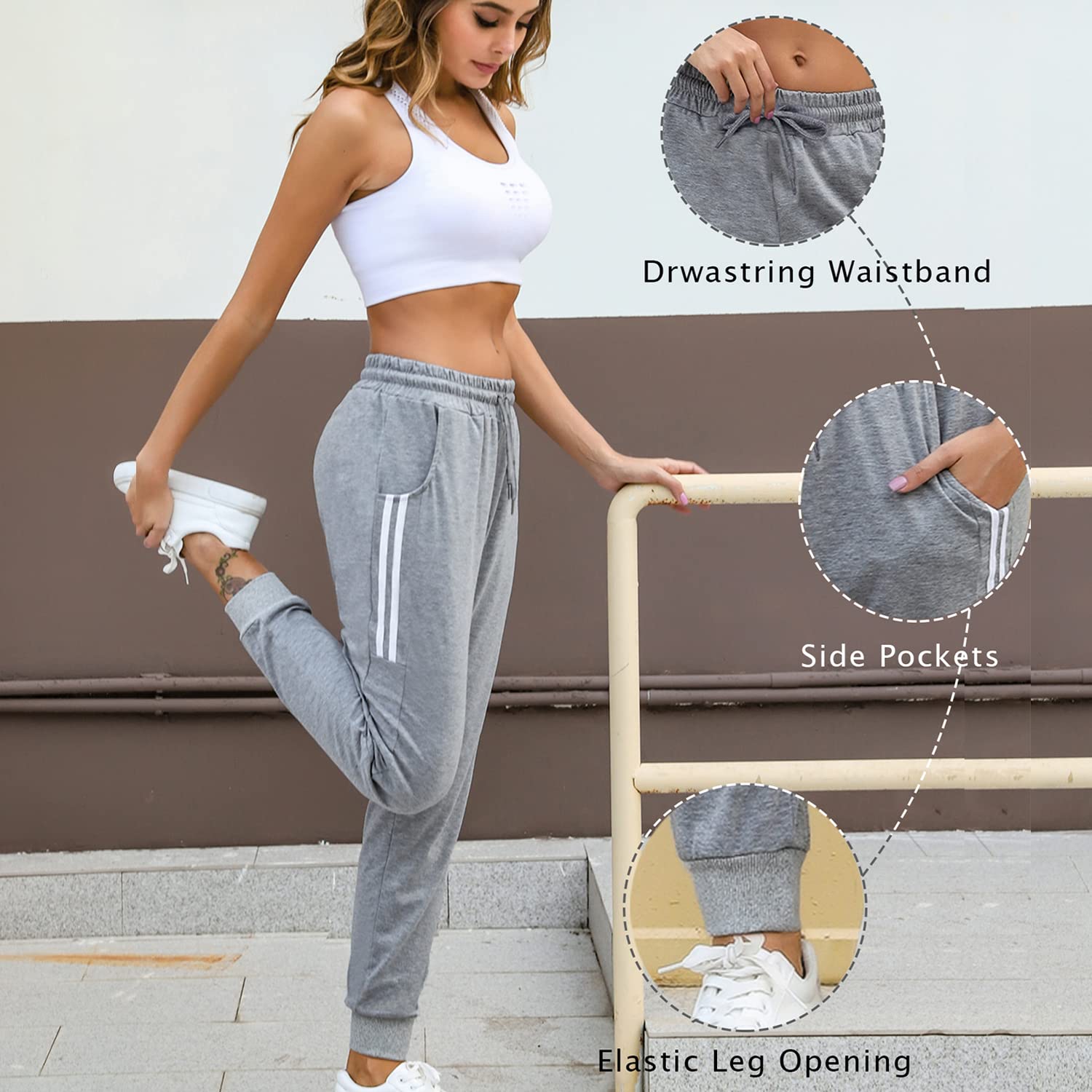 Sykooria Pantaloni Sportivi Donna Pantalone Tuta Donna Cotone Pantaloni Jogger Leggeri con Coulisse S-XXL