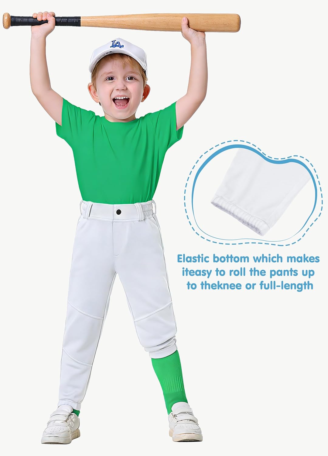 2T-16Y Toddler Youth Boys Baseball Pants - Kids Little Grils Tee Ball Softball Knicker Pants with Belt Loops UPF50+ - Image 5