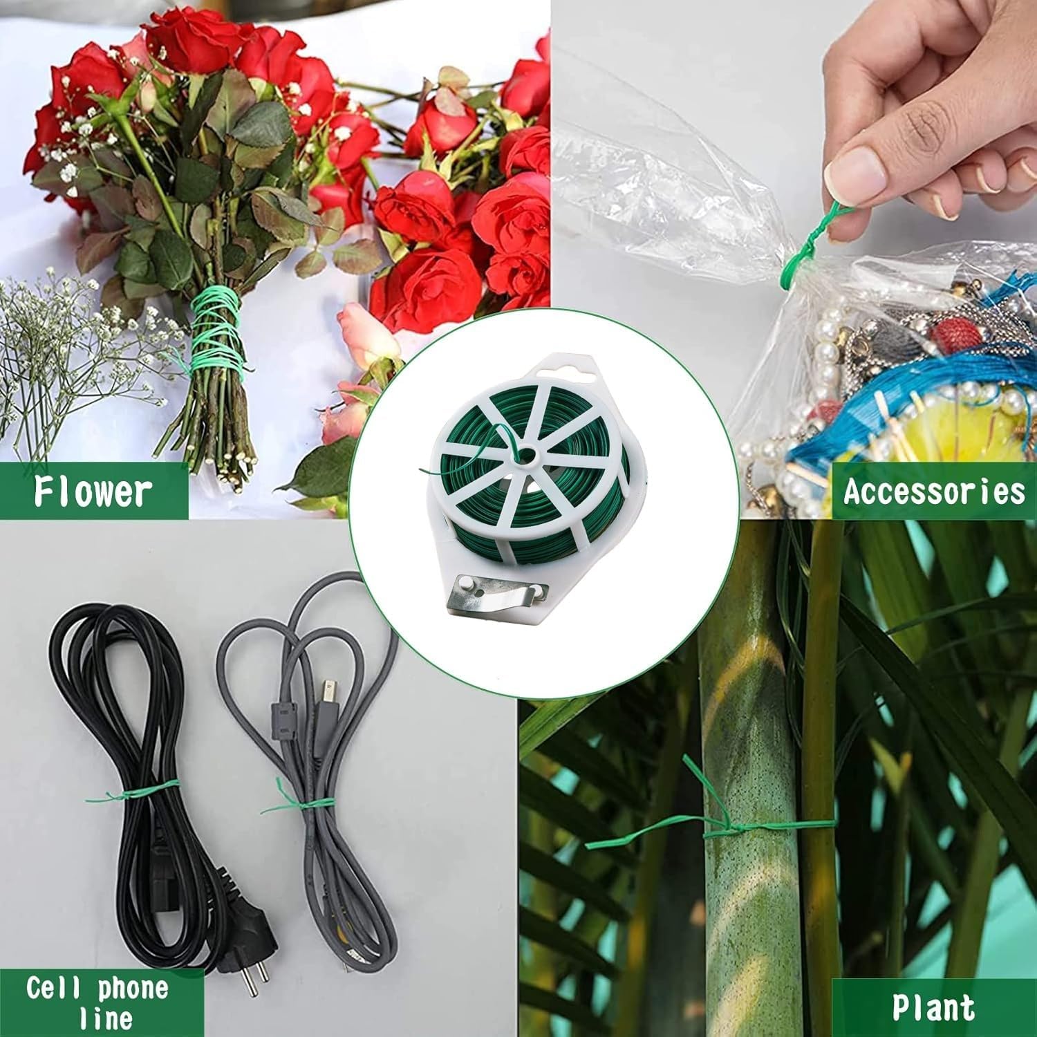 Filo per Legare Pomodori 2x50m, Spago per Orto in Plastica Verde, Corda per Legare Pomodori, Piante Varie in Giardinaggio, Resistente e Comoda da Usare, Formato Conveniente con 100m di Corda