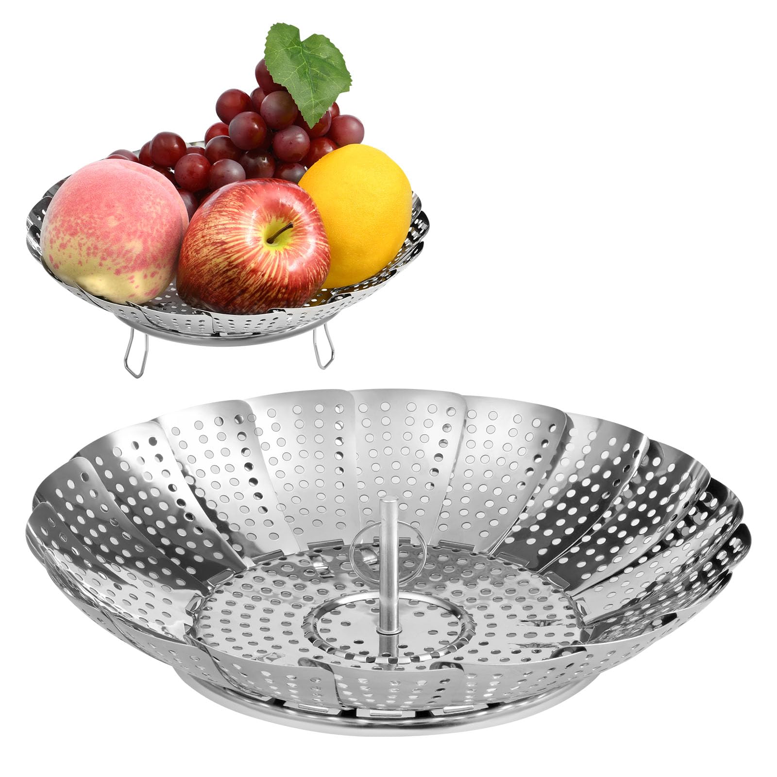Vicloon Vegetable Steamers Basket for Cooking, Steamer Basket Stainless Steel Folding Vegetable Steamer Insert for Food, Metal Collapsible Pan Steamer Insert for Veggie Seafood Cooking - L