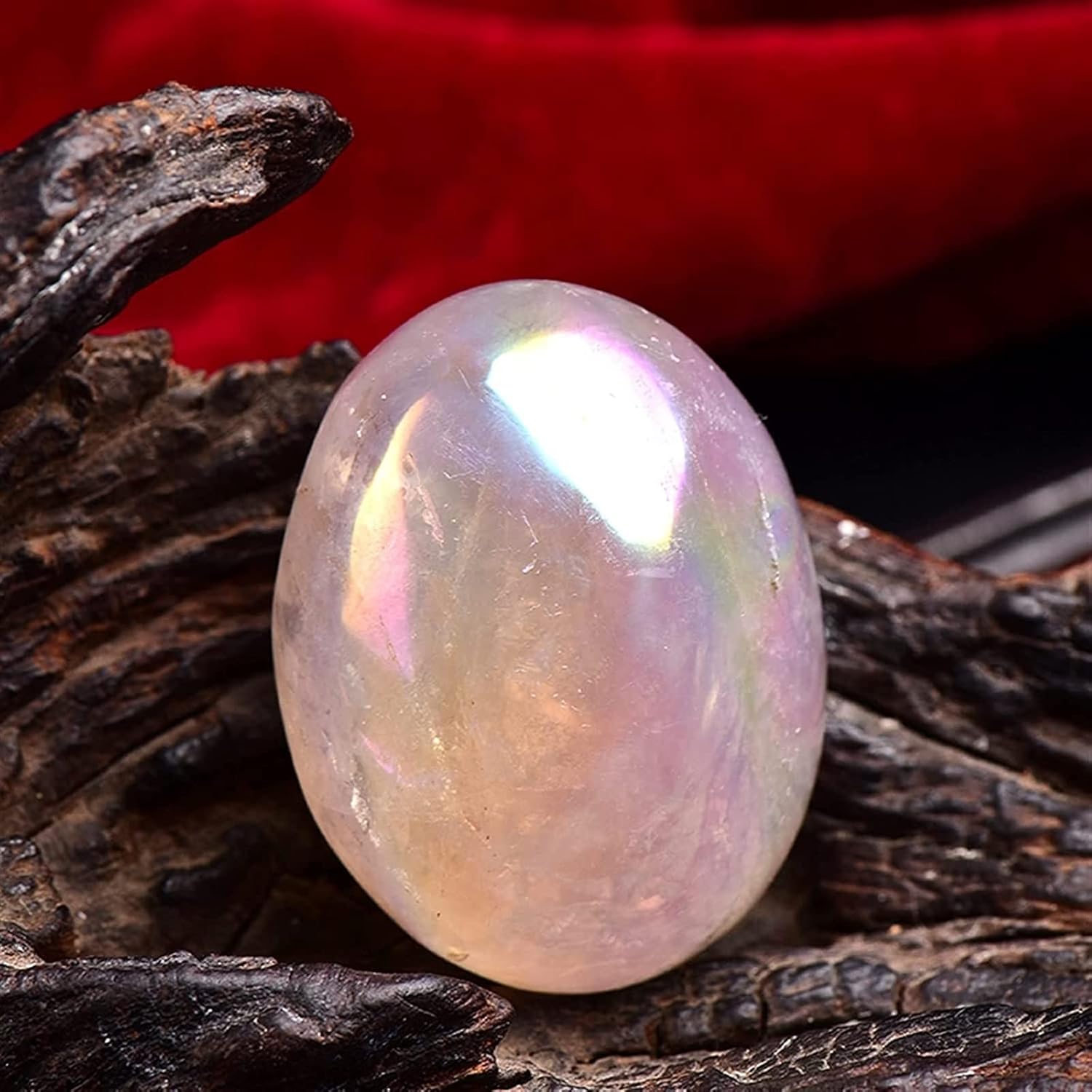 AMAZWI Minerals Stones 1 Piece Natural Pink Rose Quartz galvanize Original Stone Egg Shape Crystal Therapeutic Ball gem gem Stone Crystal Decoration (Color : Rose Electroplating, Size : 60-90g)
