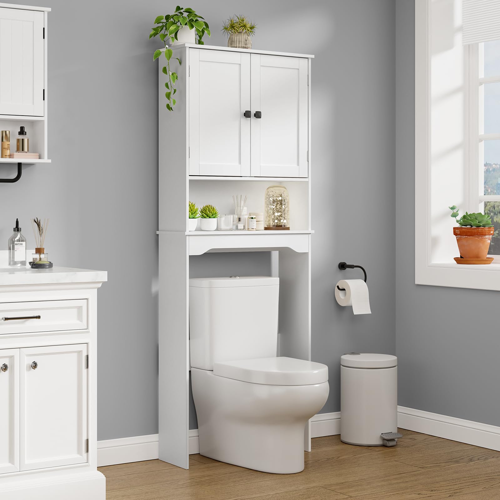 Photo 1 of ***CRACKED PIECES***RRX Over The Toilet Storage Cabinet, Bathroom Above Organizer (Pure White)