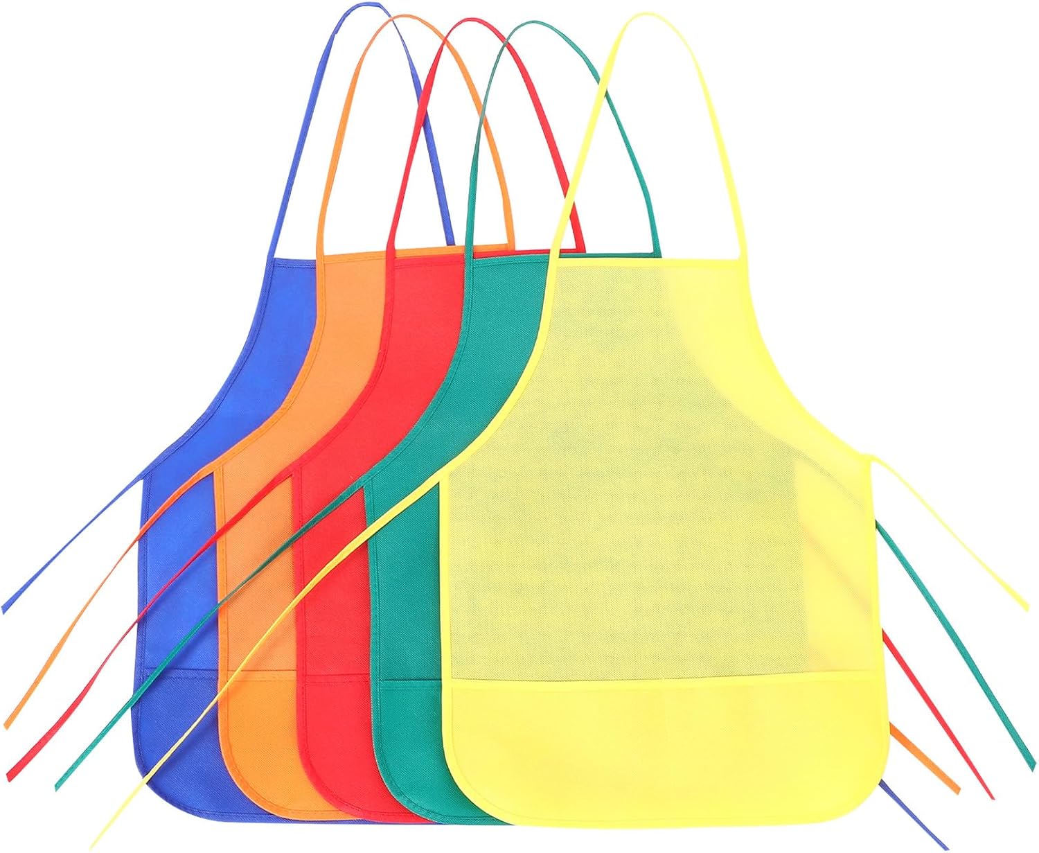 MOLUCKFU 5Pcs Non-Woven Painting Aprons, Reusable Art Smocks with Multi-Color Assortment for Boys and, Protective Apron for Crafting and Painting