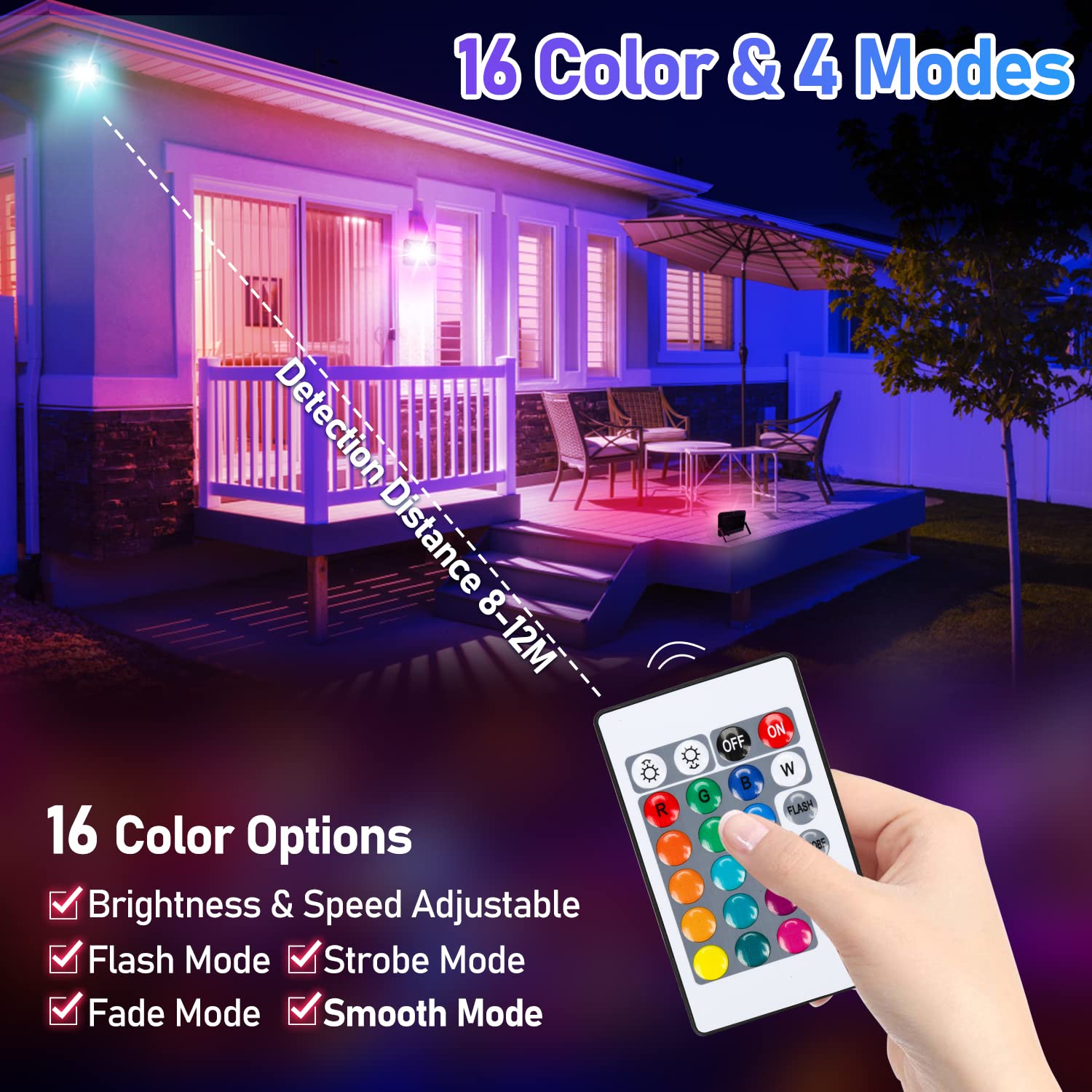 50W RGB LED Strahler Dimmbar 8 Stück, Aussen Fernbedienung, Außenstrahler LED RGB Wasserdicht IP66, 16 Farben 4 Modi, Fluter für bäume, Stimmungslicht mit Farbwechsel