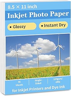 Glossy Photo Paper 8.5 x 11, 36 Sheets Inkjet Photo Printer Paper, Insta...