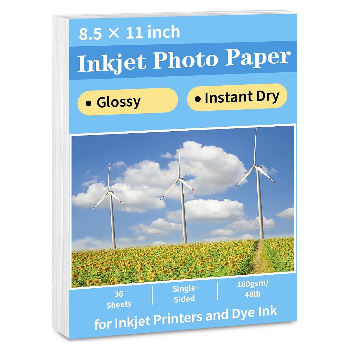 Reastar Glossy Photo Paper 8.5 × 11, 36 Sheets Inkjet Photo Printer Paper