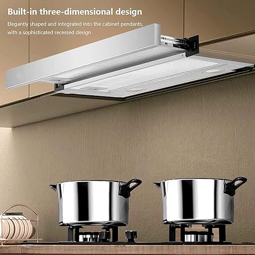 Miniatura 2 de Campana extractora de cocina, campana extractora de acero inoxidable, ventilador extractor integrado de 23.622 in con luz LED, campana extractora