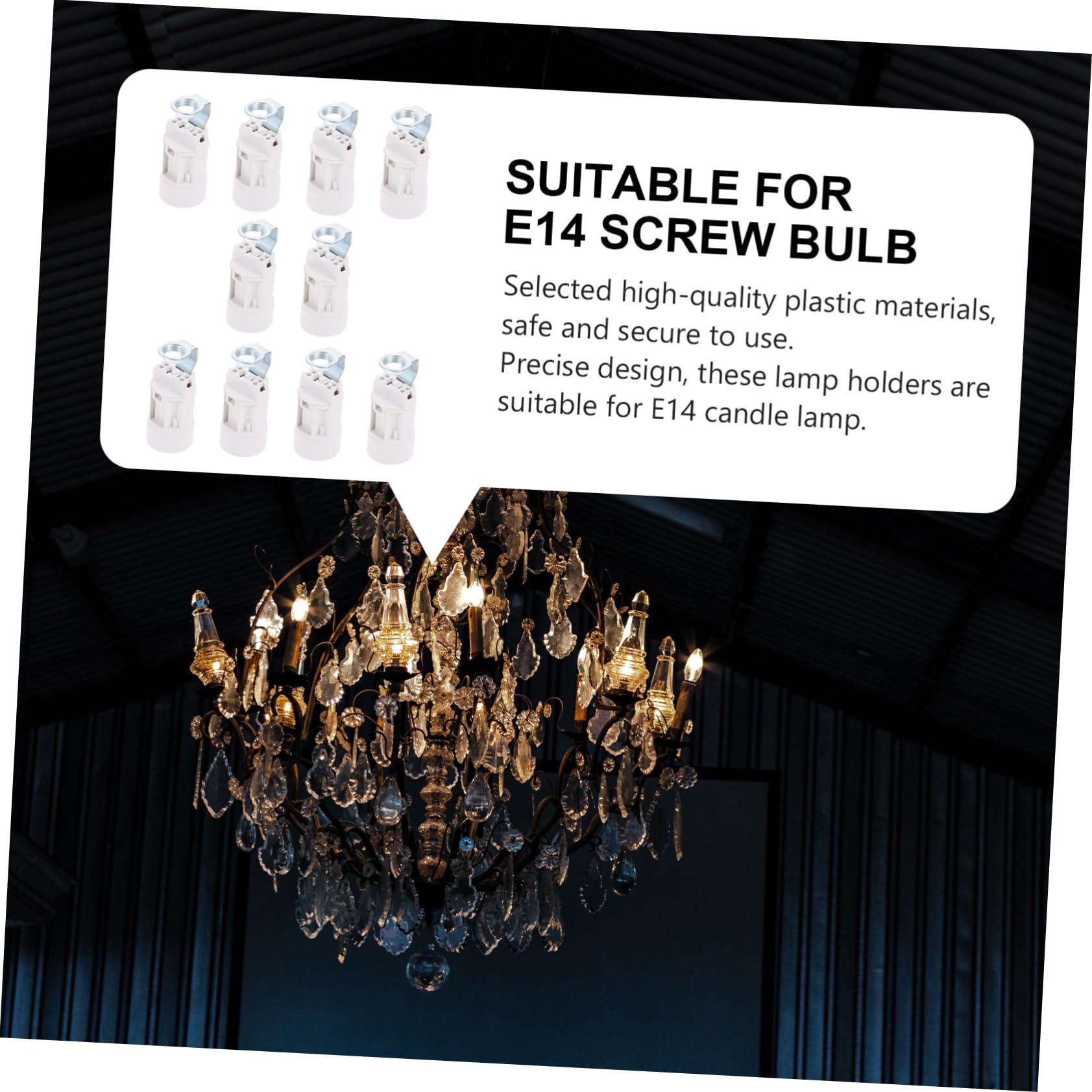LALAFINA 10pcs Light Holder Candle Lamp Base Durable Bulb Holder for Crystal Lighting Fixtures Safe Practical Design for Home Decor and Event Lighting