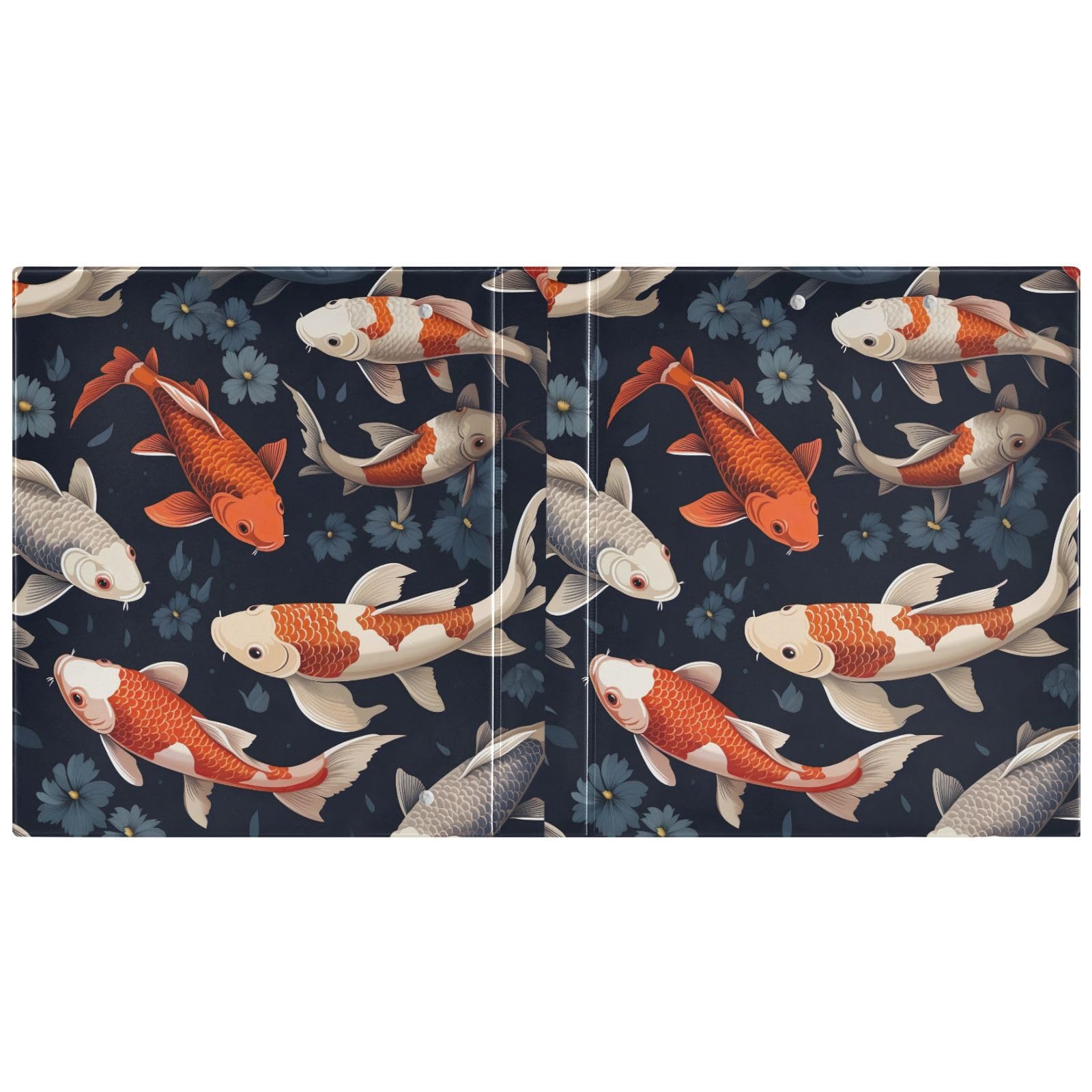 Lot de 2 classeurs décoratifs à 3 anneaux en forme de poisson koi de 3,8 cm avec poches, pour l'école, l'université ou le bureau