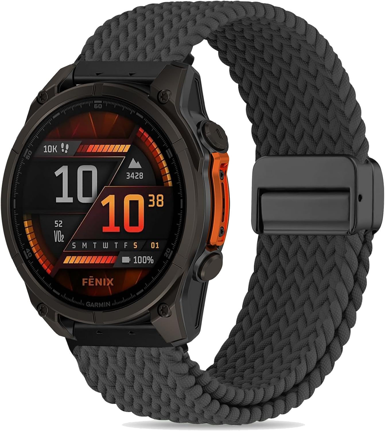 Laband QuickFit 22mm Braided Magnetic Compatible with Garmin Fenix 8 47mm Band/7/7 Pro/6 Pro/6/5/5 Plus,Soft Loop Stretchy Nylon Replacement Strap for Forerunner 965/955/Approach S62/Instinct 3 45mm