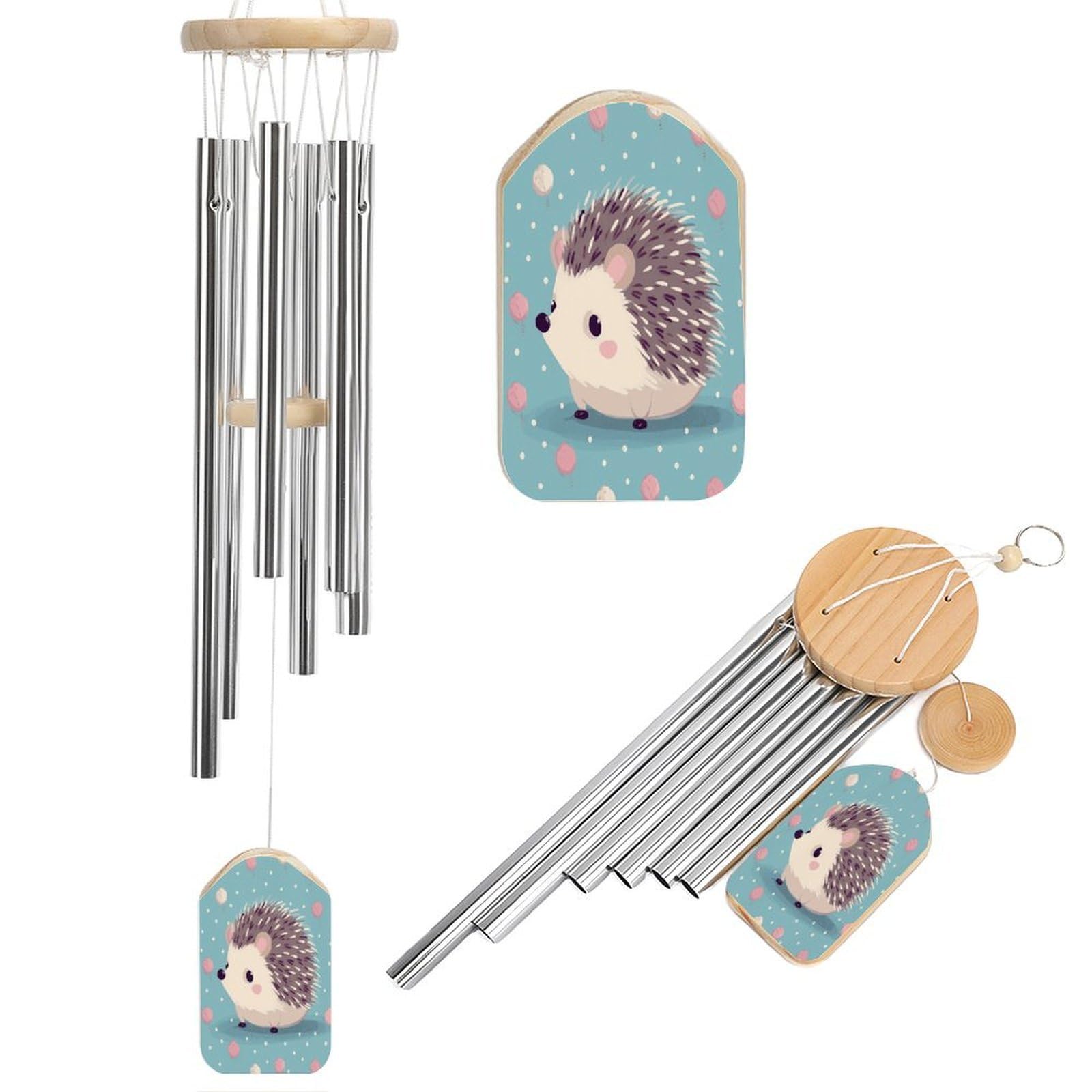 Btcowzrv Style Hedgehog Polkadot Wind Chimes For Outside, Hanging Windchimes With 6 Aluminum Tubes, Memorial Wind Chime For Patio Backyard Garden And Outdoor Decor
