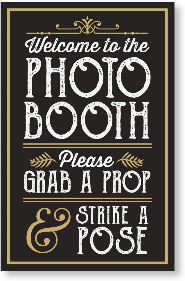 PERFECT PHOTO BOOTH PROP SIGN WITH EASEL BACKER STAND, Great for DIY Photo Booth, Grab A Prop Strike A Pose Photo Booth Sign, Great for wedding, birthday, holiday events and more!