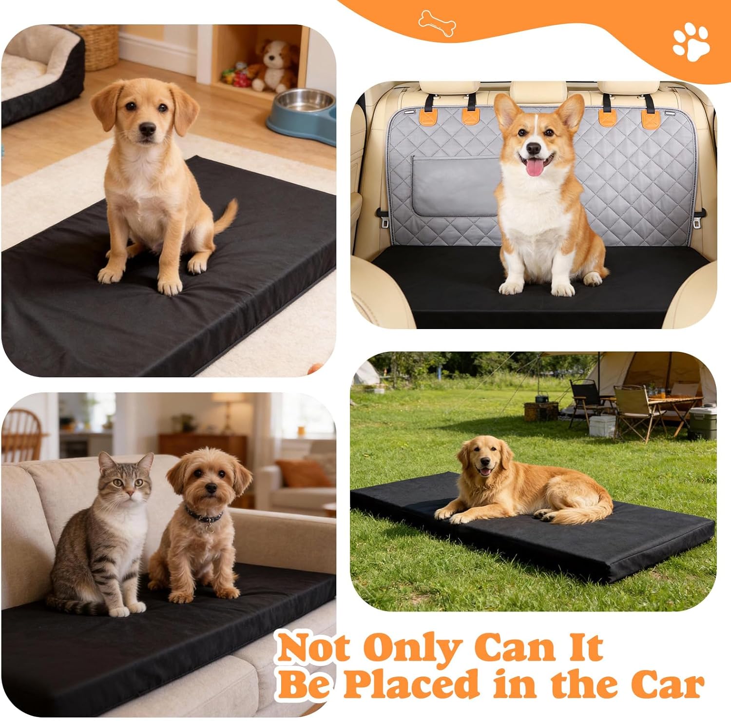 Waterproof Dog Mat for Car Backseat 3.14 Inch Thick Non-Slip Backseat Pet Mat with 600D Oxford Cover and High-Density Foam, Suitable for Cars Suvs Sedans (53.8 * 24 Inch)