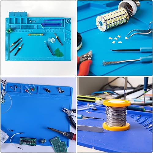 Miniatura 7 de MECCANIXITY Alfombrilla de soldadura de silicona ESD grande de 9 x 7 pulgadas, almohadilla de aislamiento térmico de 932 °F antiestática,