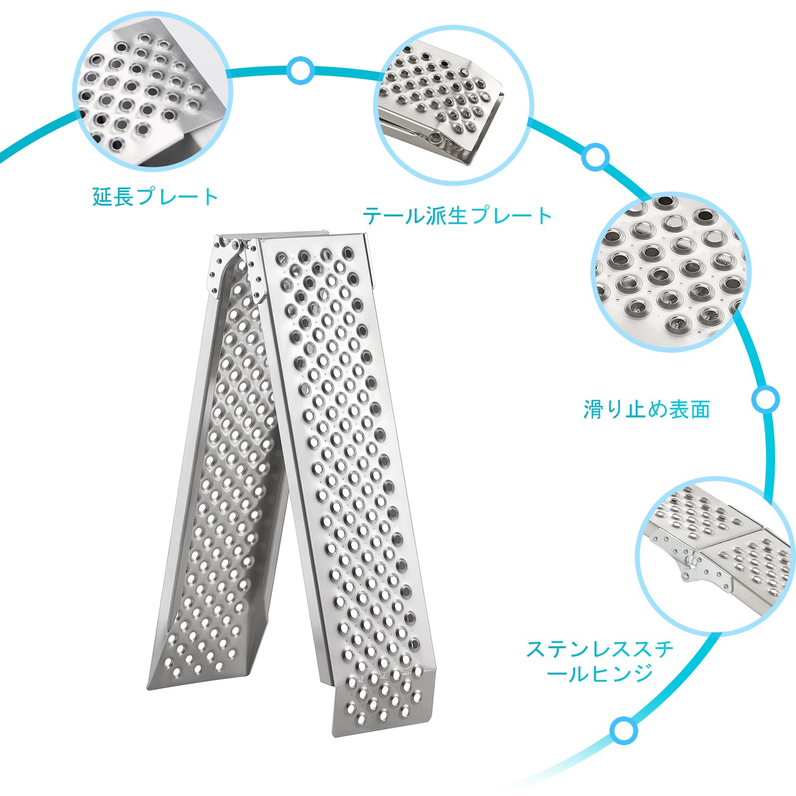 Amazon.co.jp: バイク ラダーレール 折りたたみ式 アルミ スロープ 長
