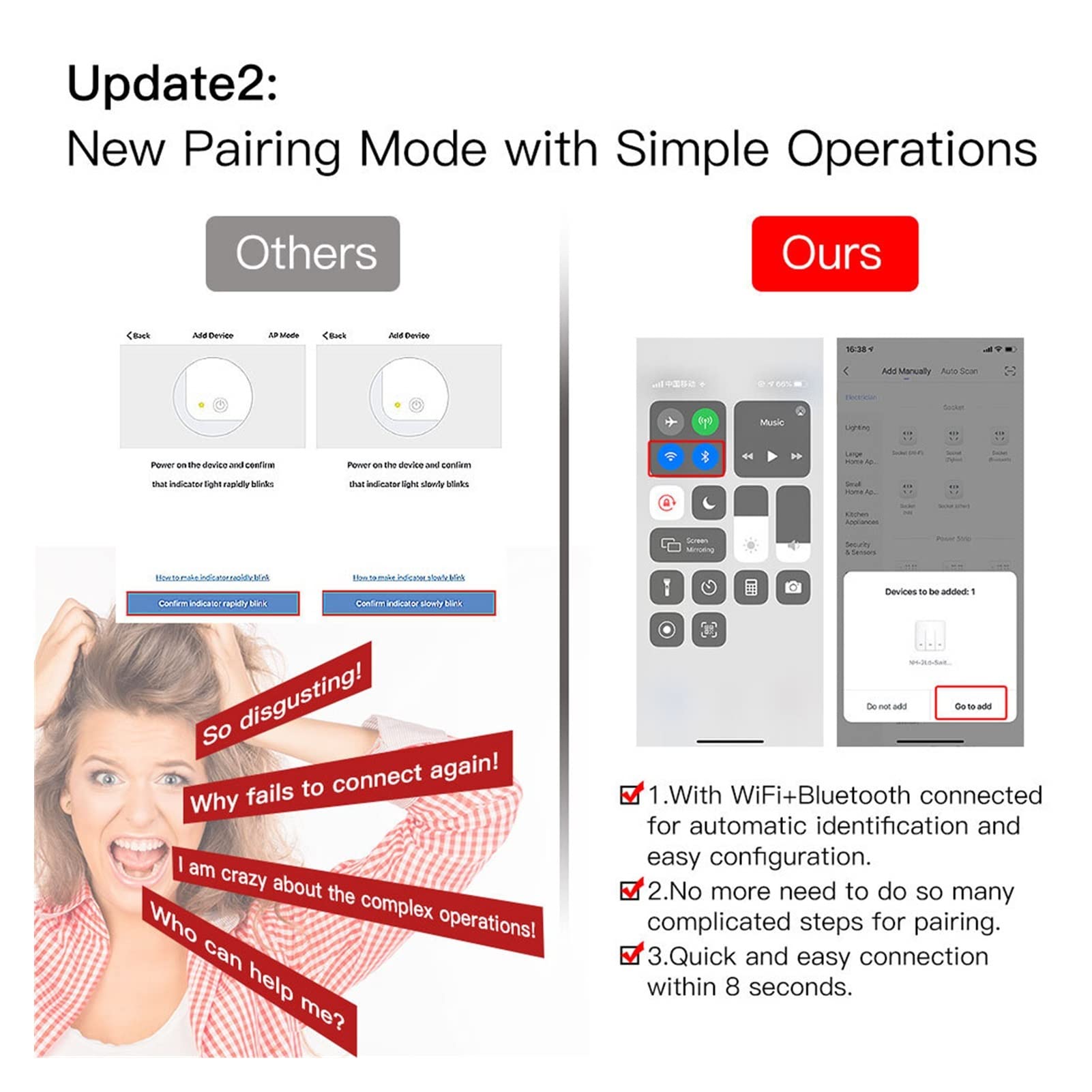 Interruptor Inteligente WiFi Interruptor de atenuación de luz Inteligente 2/3Way Muilti-Control Smart Control Work Smart Light Switch (Color : 4 Tamaño : W) (6 W)