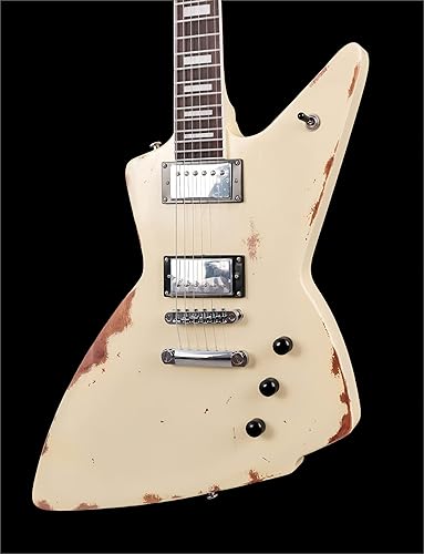 Miniatura 3 de KGD Relic - Guitarra eléctrica, tuerca de hueso, guitarra de metal pesado de 6 cuerdas, guitarras profesionaleseléctricas para adultos (amarillo