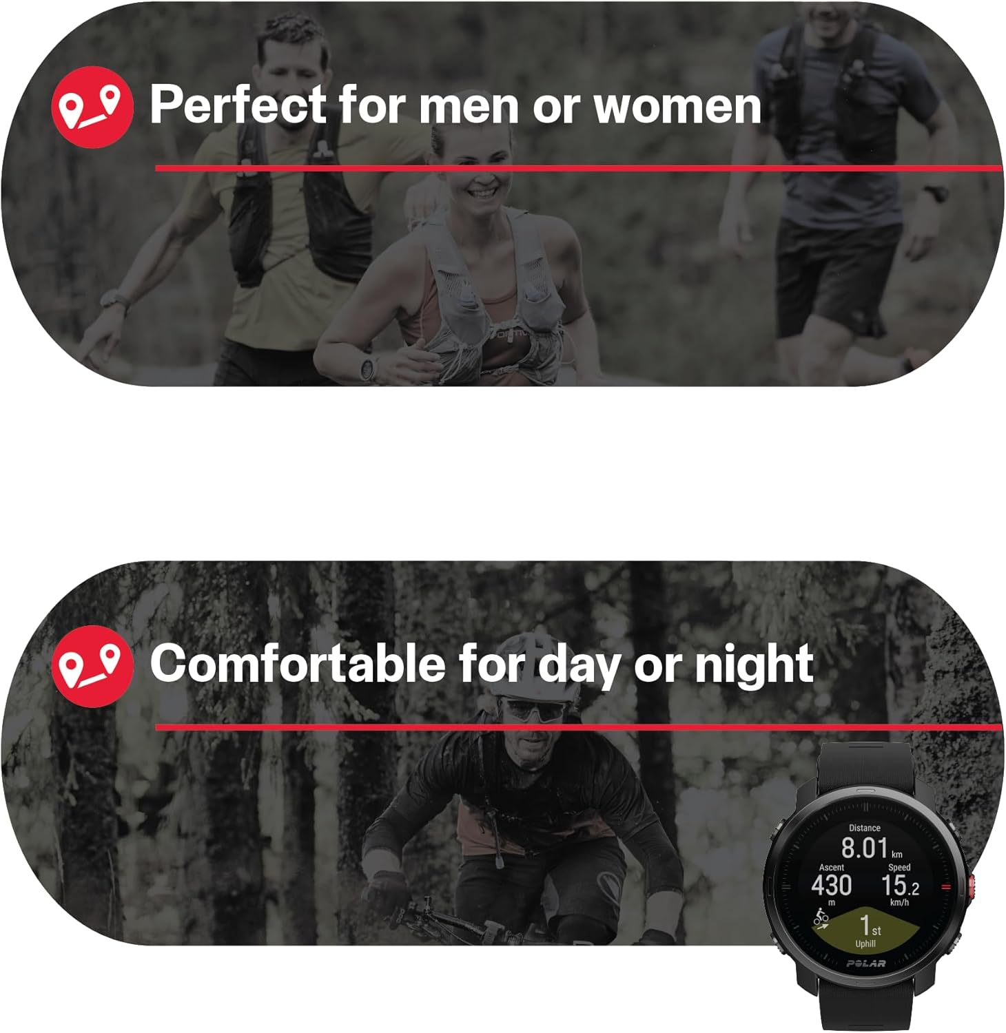 POLAR Grit X - Rugged Multisport GPS Smart Watch - Ultra-Long Battery Life, Wrist-Based Heart Rate, Military-Level Durability, Sleep and Recovery, Navigation - Trail Running, Mountain Biking, Black