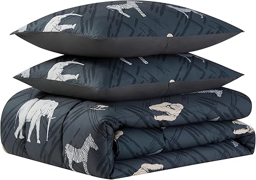 Miniatura 3 de Juego de ropa de cama para niños y niñas, juego de sábanas y edredón impresos, tamaño matrimonial, safari