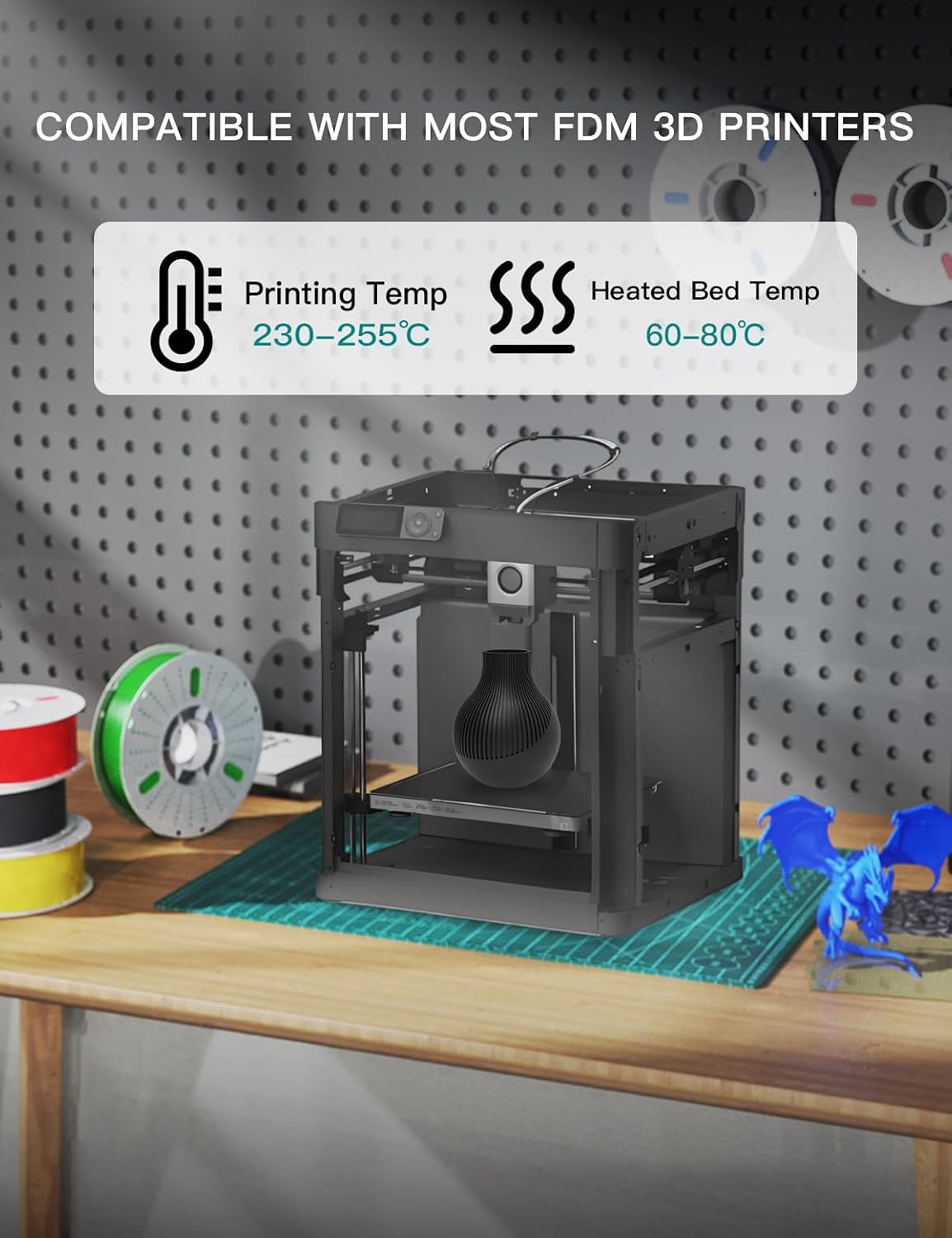  PETG 3D Printer Filament 1.75mm High Precision Durable Moisture-Proof Strong Filament Mith Better Flow Dimensional Accuracy +/- 0.02mm Suitable for Most FDM 3D Printers 4 Kilograms Black thumbnail