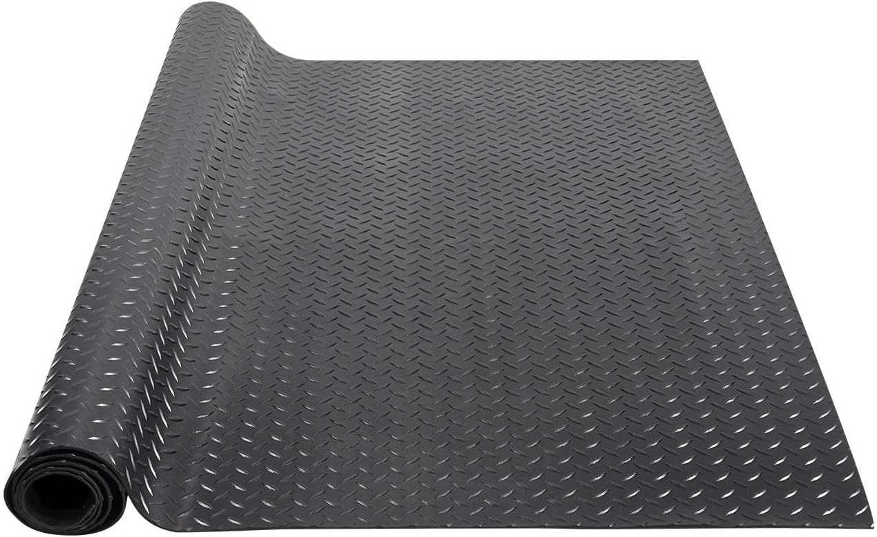 for Uimoso 4 x 6 ft Garage Floor Mat Diamond Plate PVC Vinyl Flooring Rolls Non-Slip