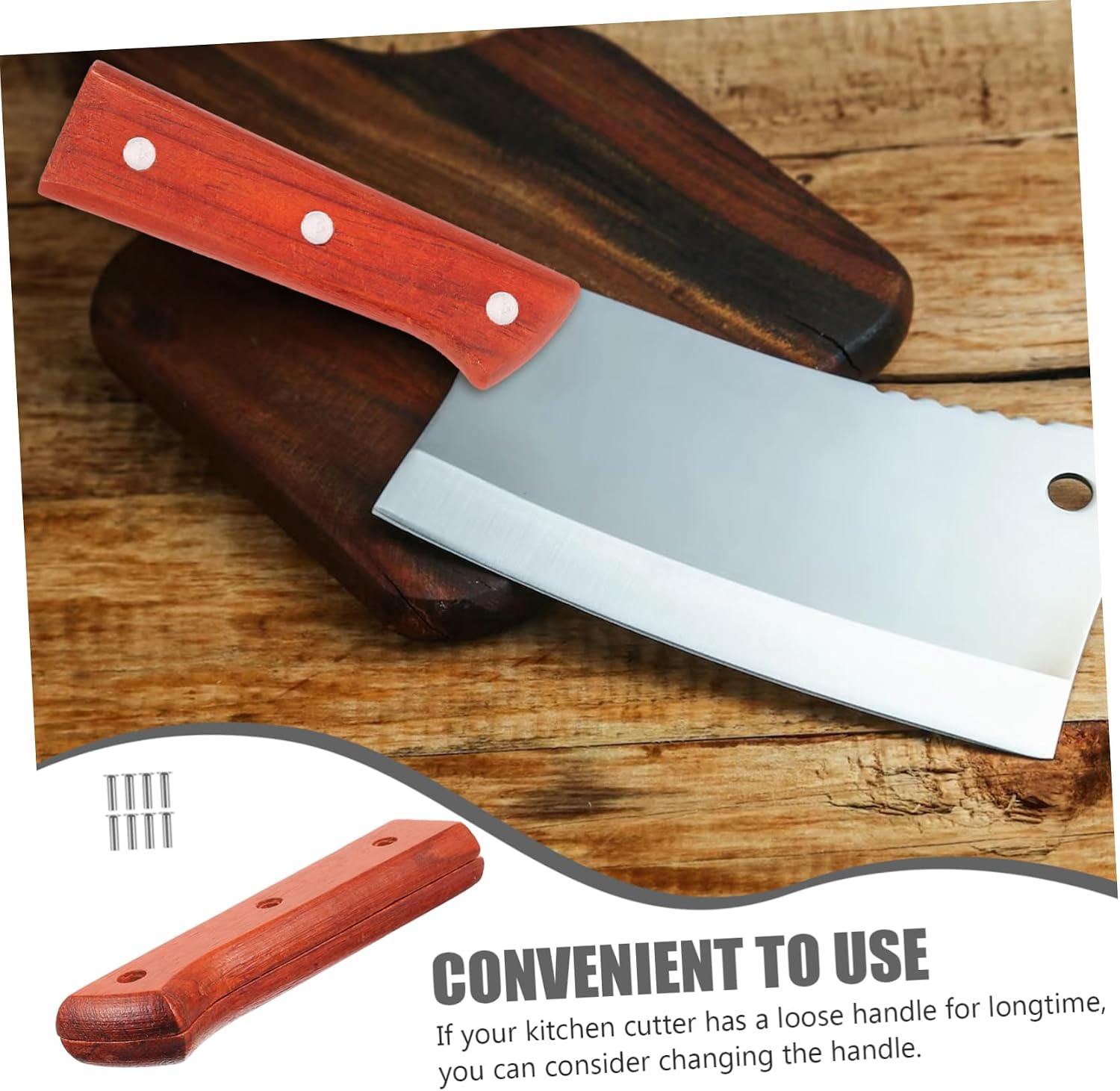 Wood Kitchen Knife Handle Replacement Comfortable Grip Brown
