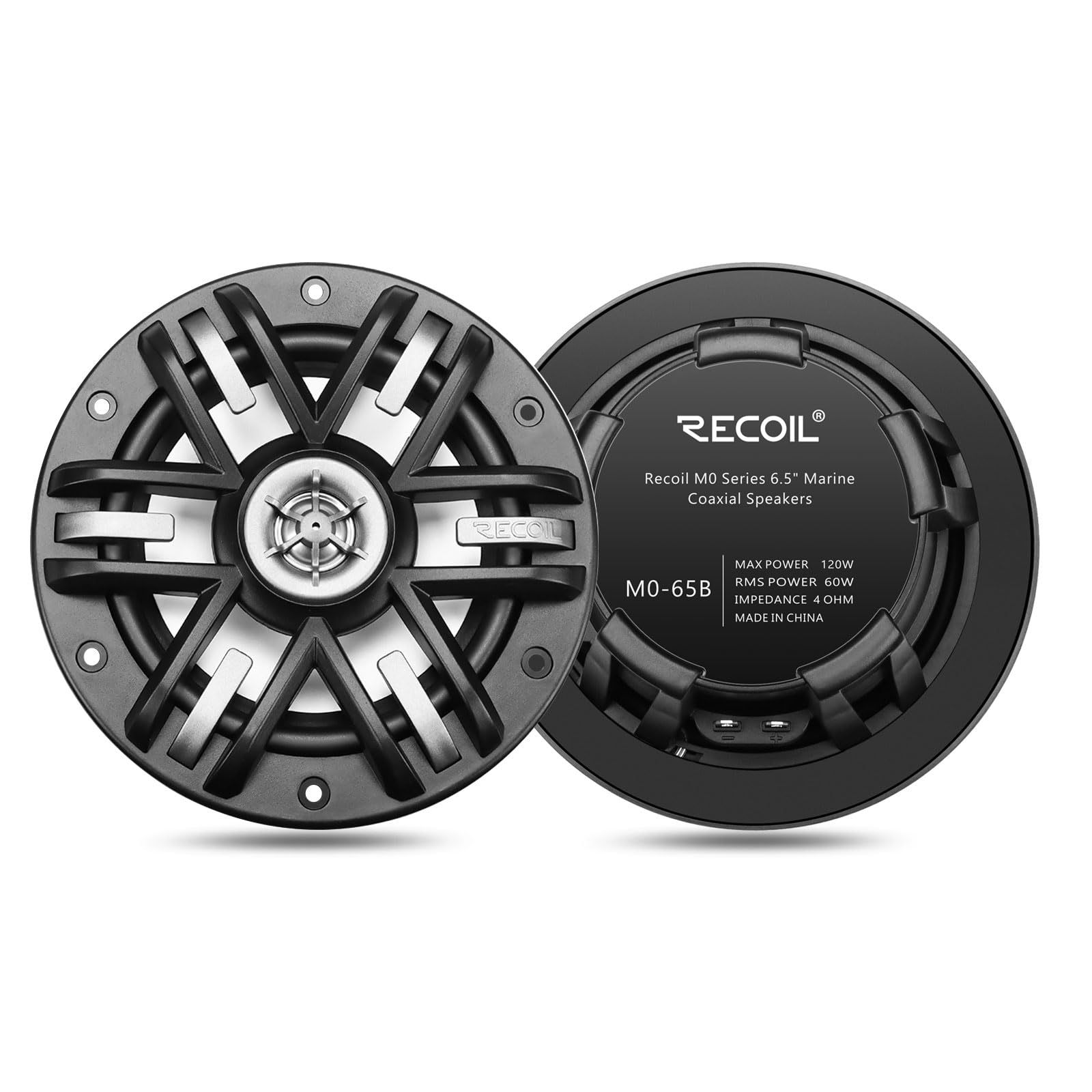 RECOIL M065-B 6.5" (16.5cm) Marine Coax Speakers Hi-Fi Waterproof 2-Way