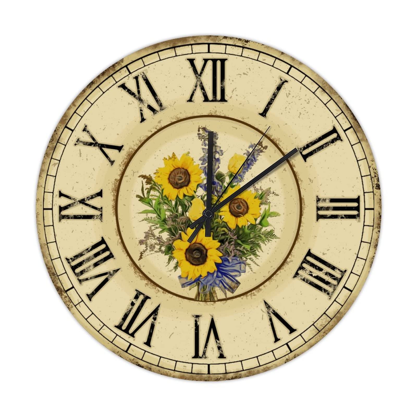 Horloge vintage fleurie silencieuse pour cuisine et salon