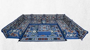arabicsofa U Shaped Set, Blue Arabic Floor Seating, Sectional Sofa, Arabic Seating Sofa, Floor Cushions, Moroccan Sofa Set