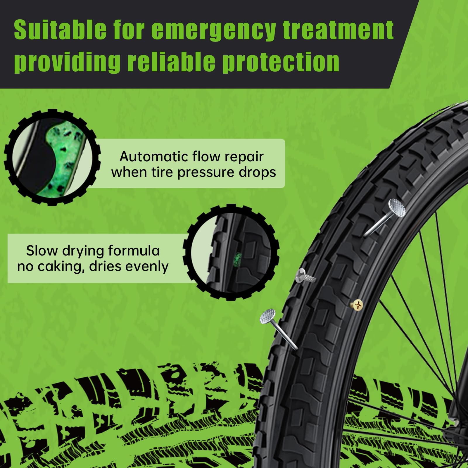 Lattice Tubeless, Liquido Tubeless MTB, Liquido Antiforatura MTB, Adatto per Mountain Bike e Bici da Strada, Prevenzione e Riparazione, Resistenza alle Basse Temperature -20°C, Verde, 400 ml