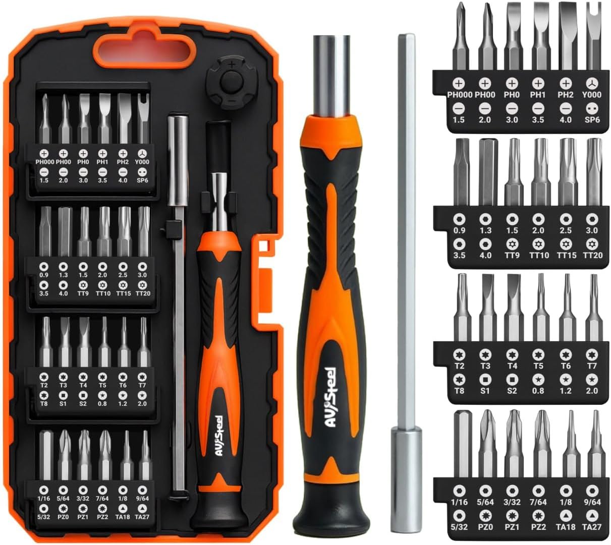 AV Steel Precision Screwdriver Set 51-in-1, Small Screwdriver Kit with Portable Storage Case, Magnetic Repair Precision Tool Kit for Electronics, PC, Phone, DIY Projects, Home Repairs