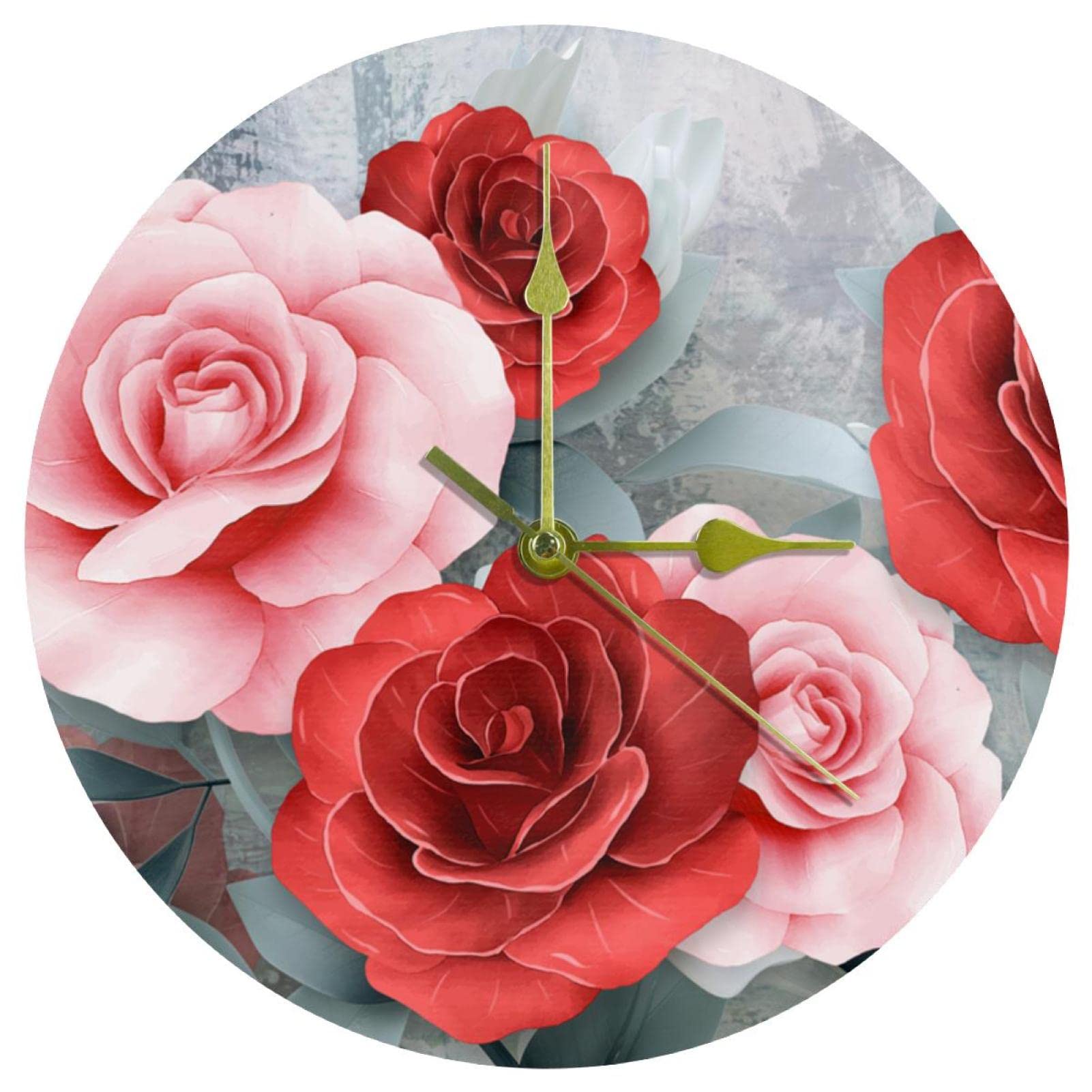 Horloge murale sans tic-tac résolvant les bruits nocturnes à quartz fleurs 24 cm
