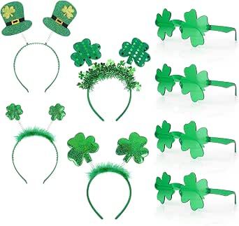 Atonofun St. Patrick's Day Accessories Kit - 18 Pcs Headbands, Bracelets, Glasses & Necklaces For Kids Party