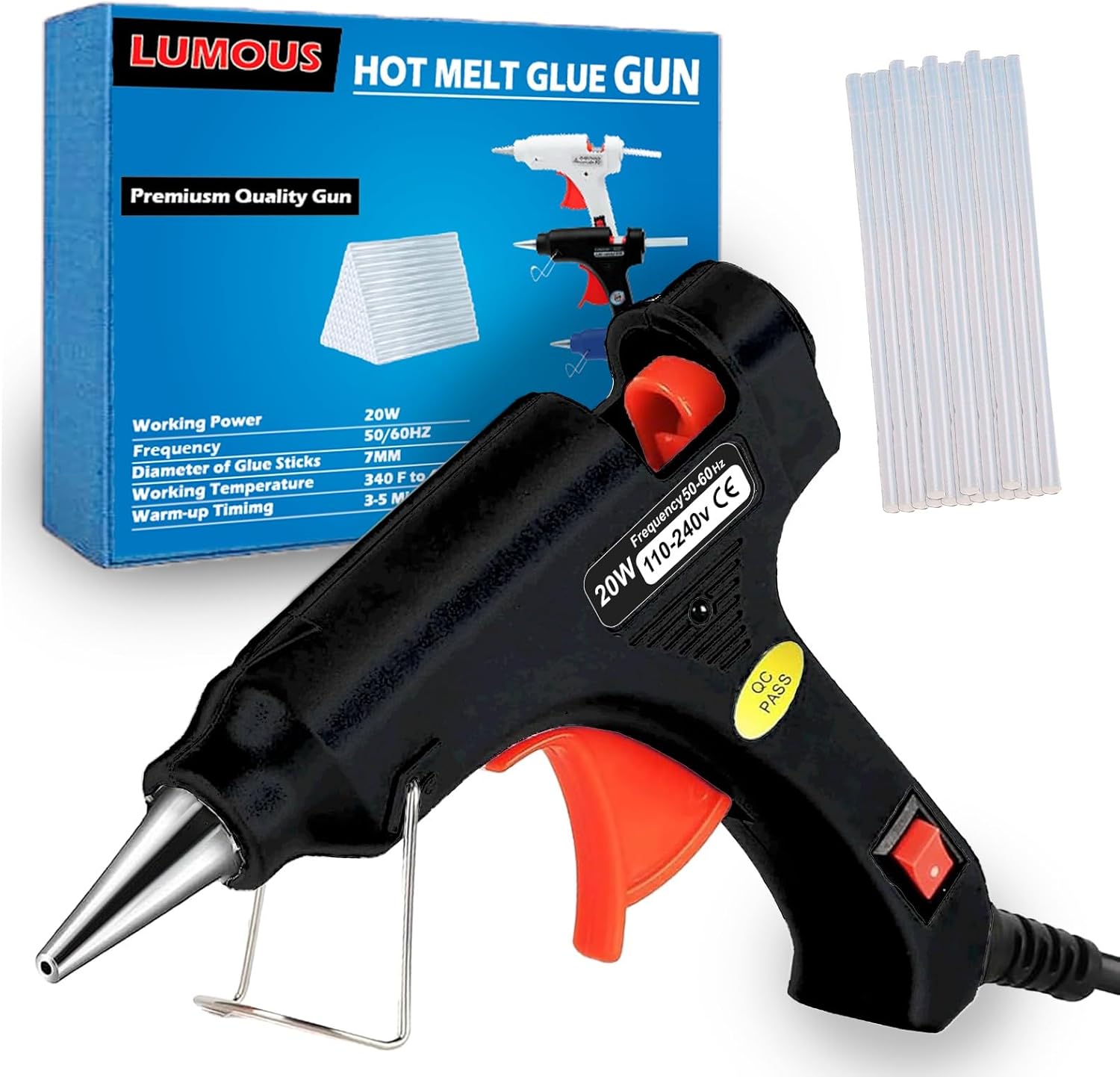 SDS Hot Glue Gun 20W with 50 Glue Sticks, Rapid Heats Up Glue Gun for