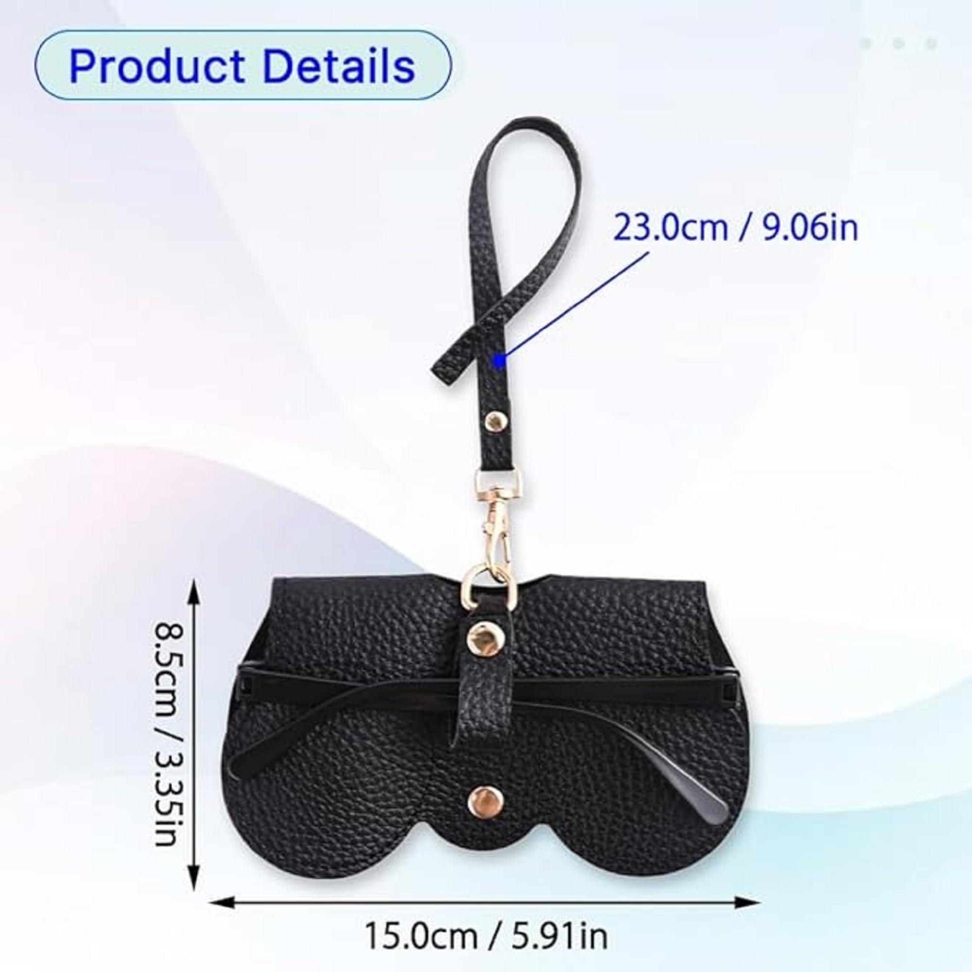 VIVUE 2 PCS Sunglasses Case Cover For Men & Women | PU Leather Eyewear Glasses Case With Hanging Strip For Bag | Snep Button Cover Protect Your Eyeglasses, Spectacles, Goggles, Organizer For Travel - Image 3 thumbnail