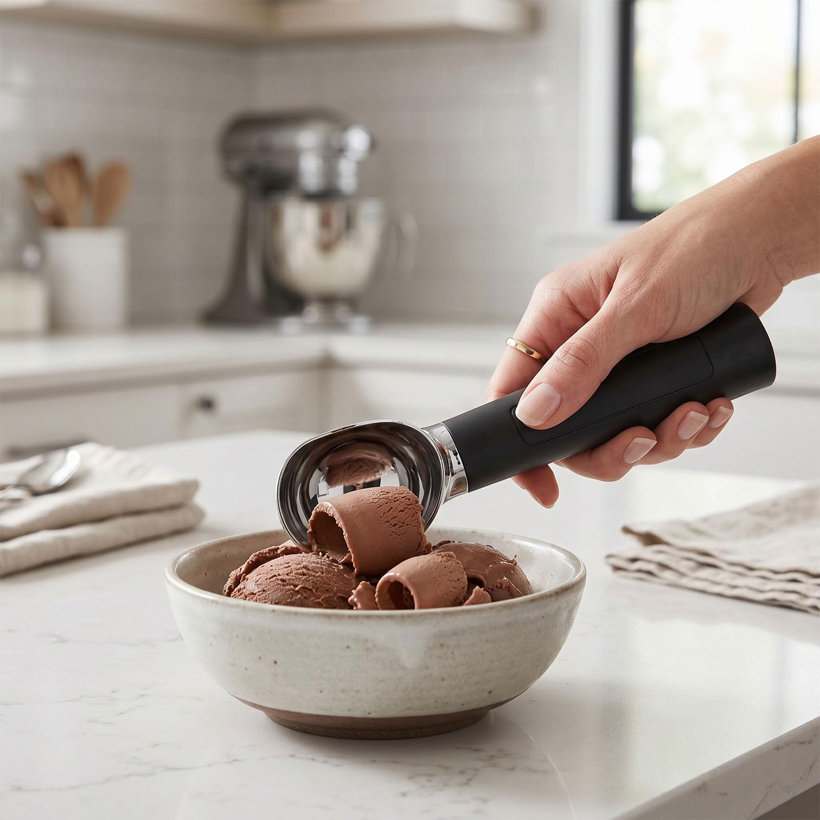 banapoy Cuillère à Crème Glacée Chauffée, Cuillère à Glace électrique Rechargeable à Chauffage Rapide, Auto-fondante pour Durci, Gelato, Magasin, Usage Domestique