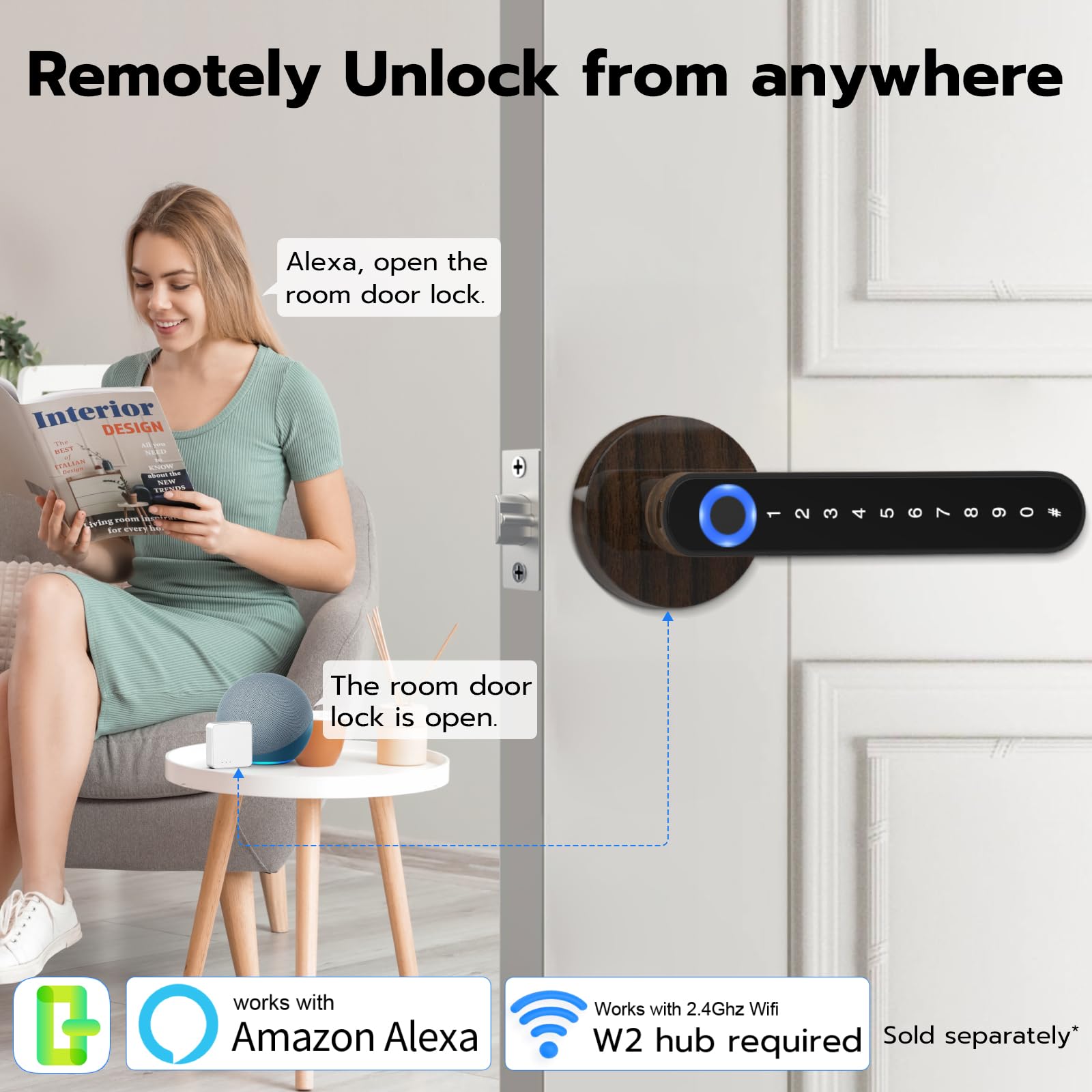 Picture of Garage Door Lock Eseesmart Fingerprint Door Lock With Screen, RFID ...