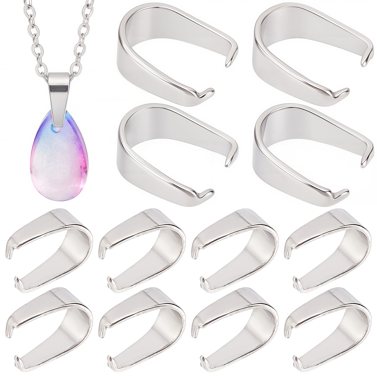 CREATCABIN 240 Pcs Acier Inoxydable Snap On Bails Crochet Pendentif Fermoirs Griffe Pincée Clips Bail Bulk Charms Connecteurs Pour Collier Choker