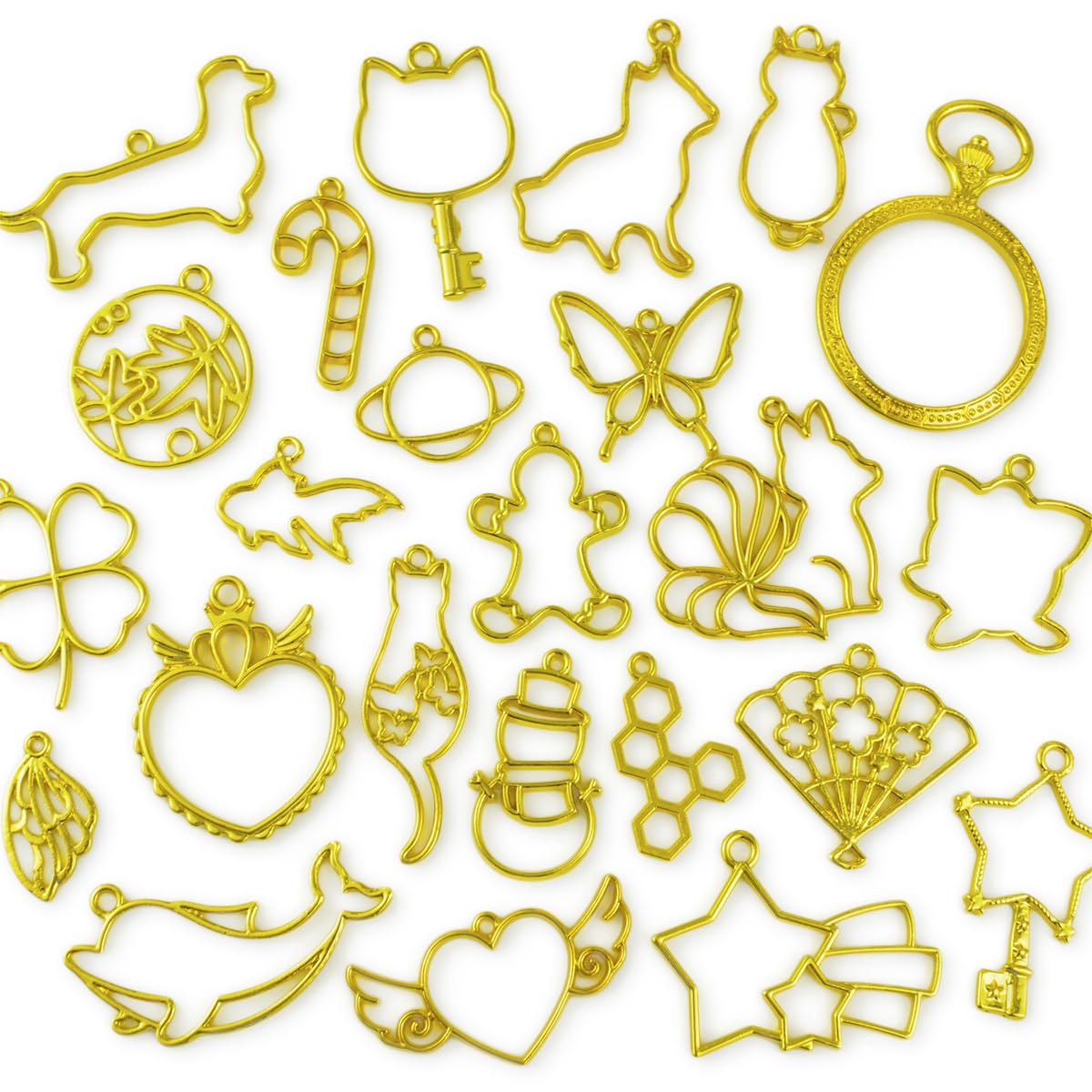 Amazon | レジン枠 フレーム 空枠 アソート 20個 大量セット ゴールド