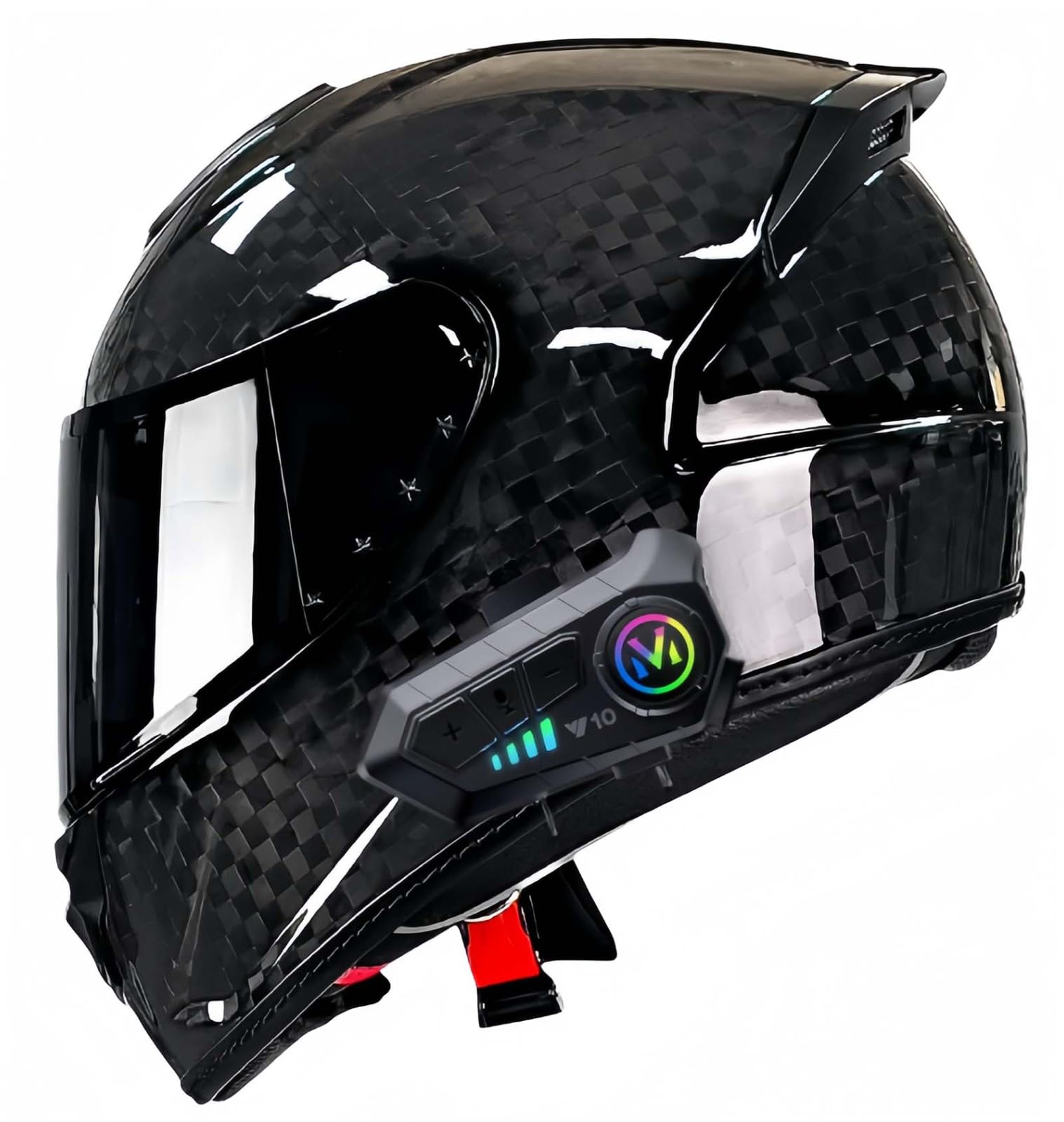 Casco Modular Fabricado En Fibra De Carbono, Casco Integral Bluetooth, con Visera, Casco Integral De Moto Homologado ECE, Transpirable Y Cómodo, para Adultos, Mujeres Y Hombres