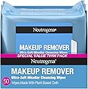 Neutrogena Makeup Remover Wipes Micellar Alcohol-Free Face Towelettes Remove Waterproof Mascara & Oil, Compostable 100%!P(MISSING)lant-Based Cloth, Dermatologist & Ophthalmologist Tested, Twin Pack 2 x 25 ct