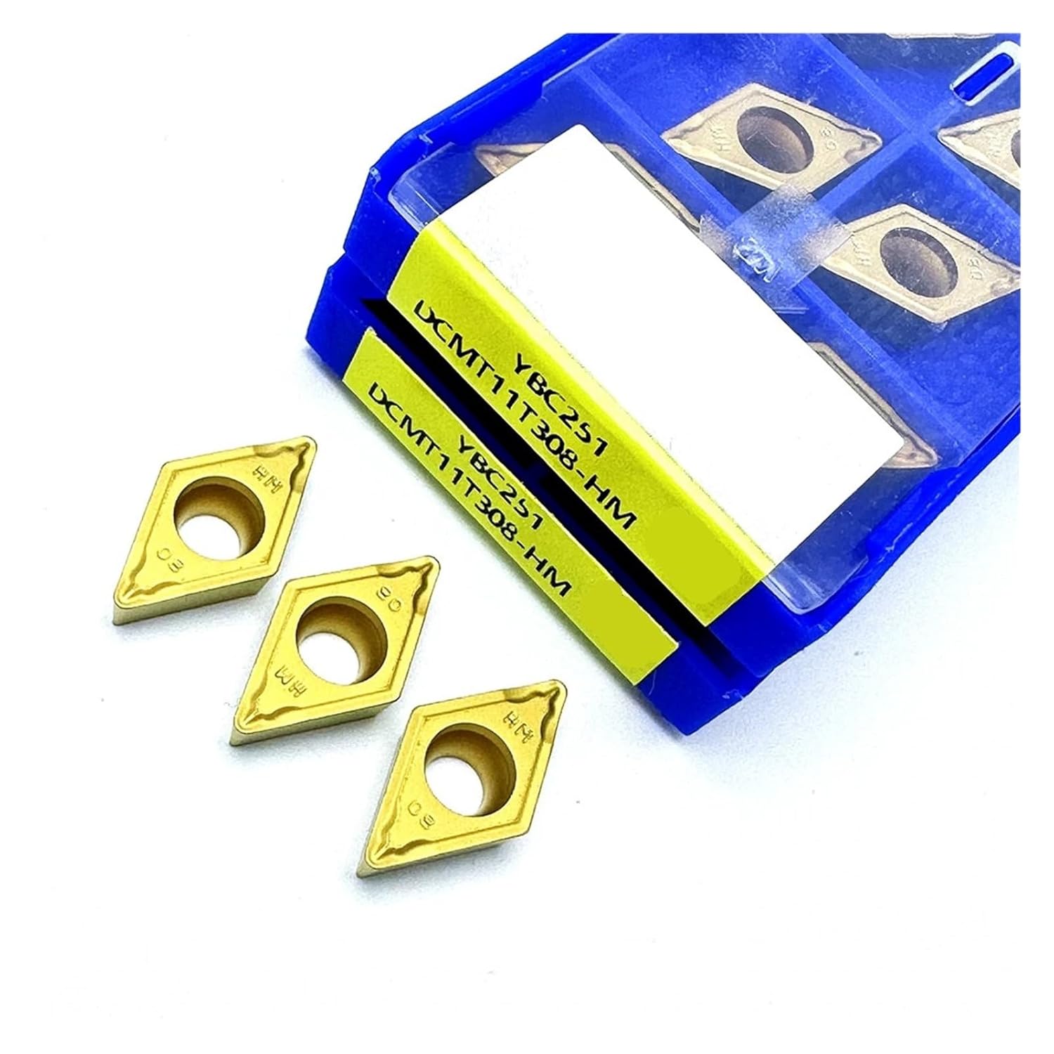 Turning Indexable Inserts Carbide 10PCS DCMT11T304 DCMT11T308-HM External Turning Tool Hard Alloy Steel Processing Lathe Cutting(DCMT11T308-HM YBC251)