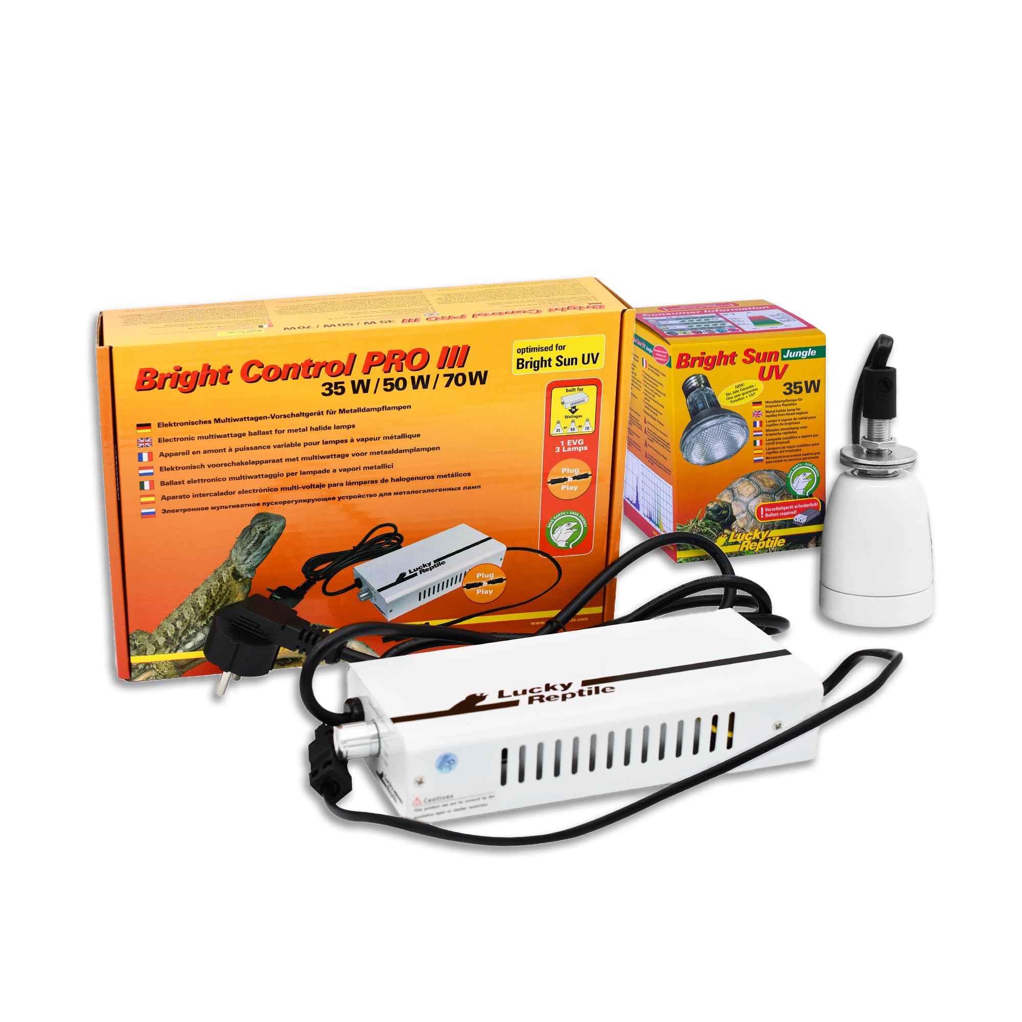 Lucky Reptile Bright Sun Jungle Light Bulb Metal Halide Ultra-Violet 35 W Complete Set Including Matching Socket and Ballast