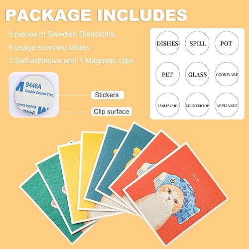 Miniatura 3 de Hapikers Paquete de 8 paños suecos para cocina, paños suecos reutilizables para lavar platos, absorbentes, de secado rápido, toallas de papel