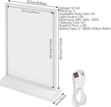 Double Sided LED Poster Frame Light Box Photo Frames, Wall Art Lights Frame for Ad Sign, Menu, Picture, Ad Board, Cinema, Digital Signage, Theate, Store(Fit Poster 16.54 * 23.38in)