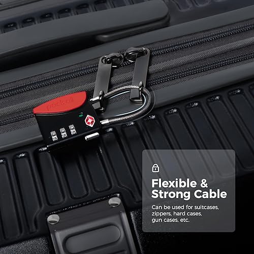 Miniatura 3 de pack all Candados de equipaje de cable aprobados por la TSA, candados de combinación de 3 dígitos, cerradura de viaje para maletas y bolsa, cuerpo