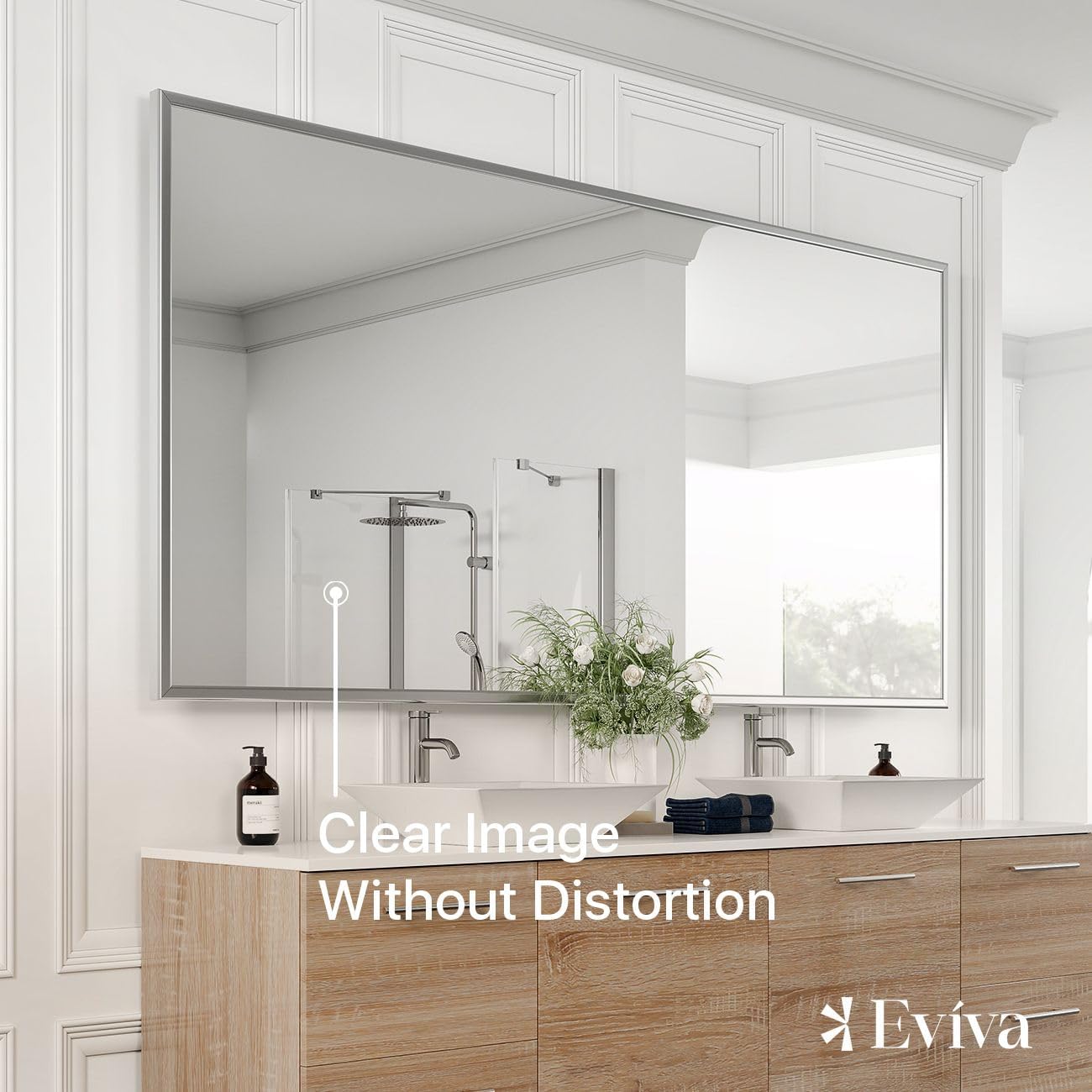 Eviva Vista 72" x 30" Rectangular Brushed Nickel Metal Framed Mirror